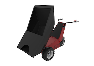 ower Pusher E-750 electric wheelbarrow’s Slurry Tub and Concrete Funnel Cap attachments