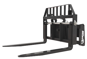 Floating fork carriage with hydraulic leveling 