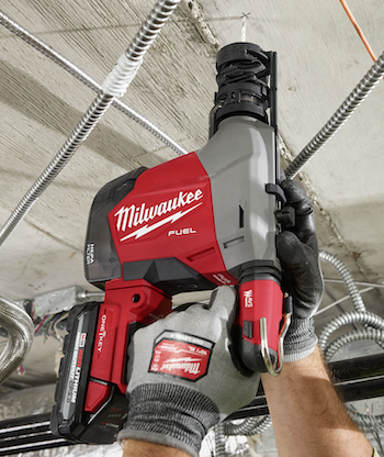 Milwaukee Fuel overhead rotary hammer with integrated dust control