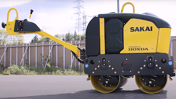 Sakai electric walk-behind double-drum roller prototype