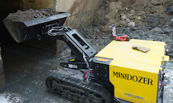 Movex Innovation Minidozer for box culvert cleaning